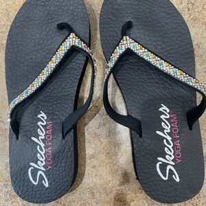 Skechers Black Sandals with Textured Footbed